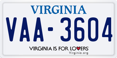 VA license plate VAA3604