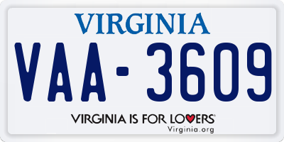 VA license plate VAA3609