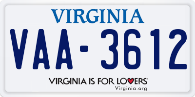 VA license plate VAA3612