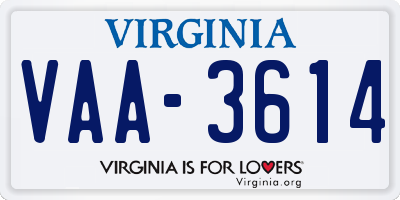 VA license plate VAA3614