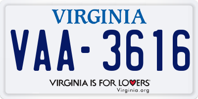 VA license plate VAA3616