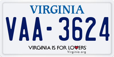 VA license plate VAA3624