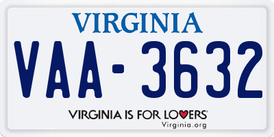 VA license plate VAA3632