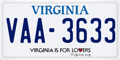 VA license plate VAA3633