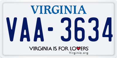 VA license plate VAA3634