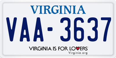 VA license plate VAA3637