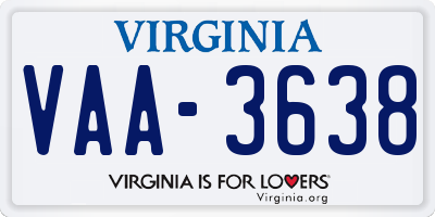 VA license plate VAA3638