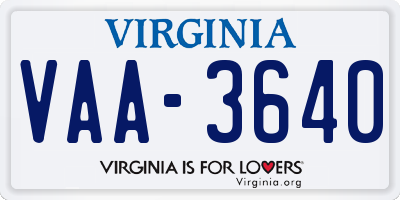 VA license plate VAA3640