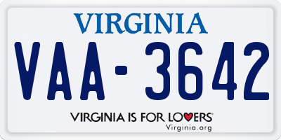 VA license plate VAA3642