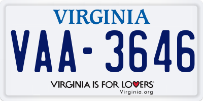 VA license plate VAA3646