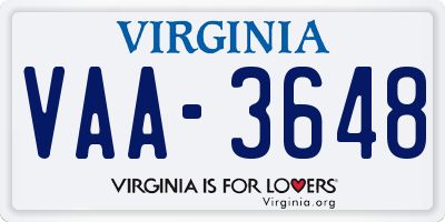 VA license plate VAA3648