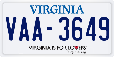 VA license plate VAA3649