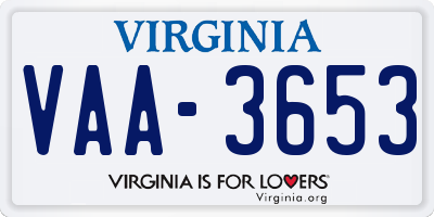 VA license plate VAA3653