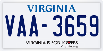 VA license plate VAA3659