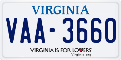 VA license plate VAA3660