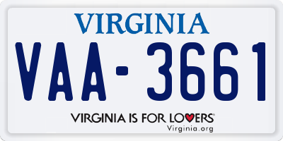 VA license plate VAA3661