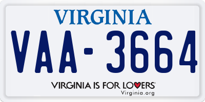 VA license plate VAA3664