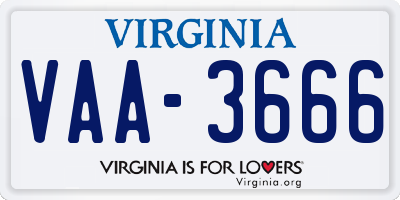 VA license plate VAA3666