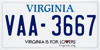 VA license plate VAA3667