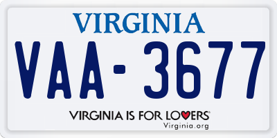 VA license plate VAA3677