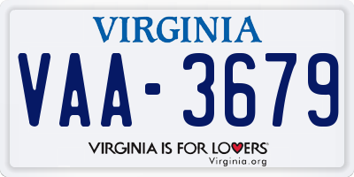 VA license plate VAA3679
