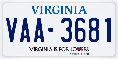 VA license plate VAA3681