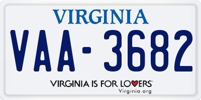 VA license plate VAA3682