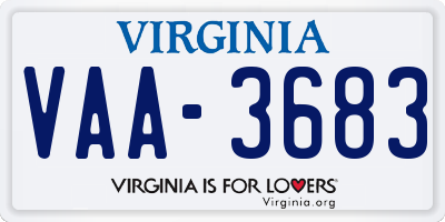 VA license plate VAA3683