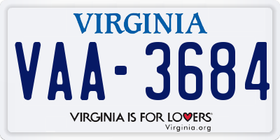 VA license plate VAA3684