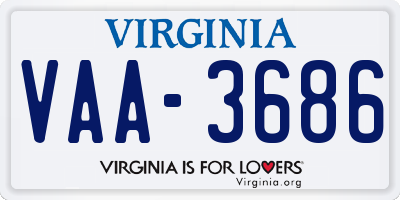 VA license plate VAA3686