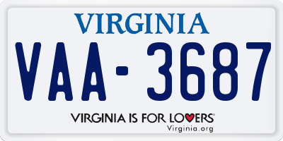 VA license plate VAA3687