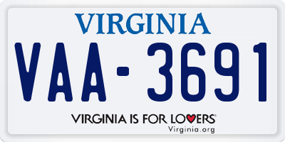 VA license plate VAA3691