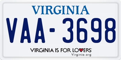 VA license plate VAA3698