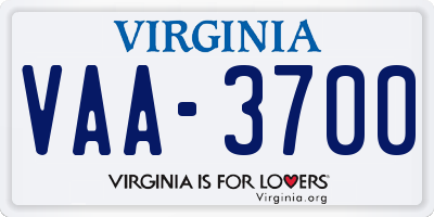 VA license plate VAA3700