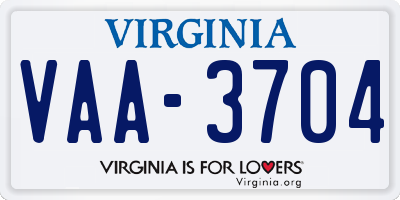 VA license plate VAA3704