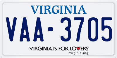 VA license plate VAA3705