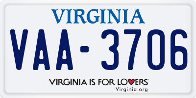 VA license plate VAA3706