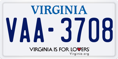 VA license plate VAA3708