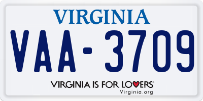 VA license plate VAA3709