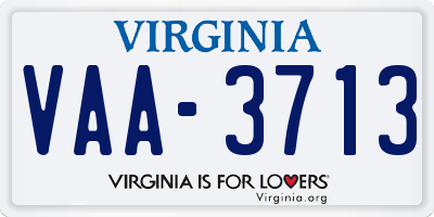 VA license plate VAA3713