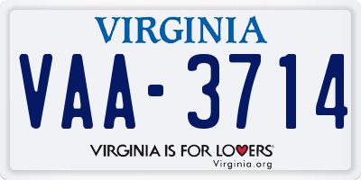 VA license plate VAA3714