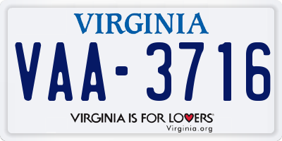 VA license plate VAA3716