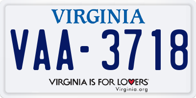 VA license plate VAA3718