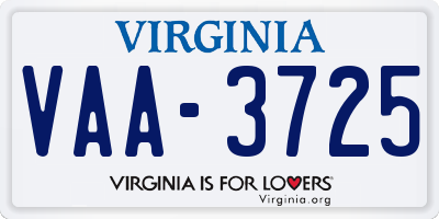 VA license plate VAA3725