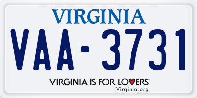 VA license plate VAA3731