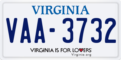 VA license plate VAA3732