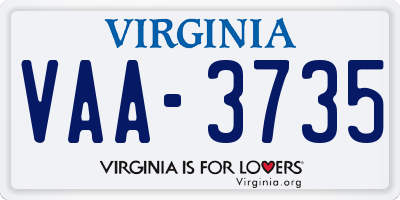 VA license plate VAA3735