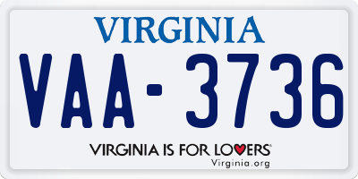 VA license plate VAA3736