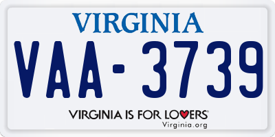 VA license plate VAA3739