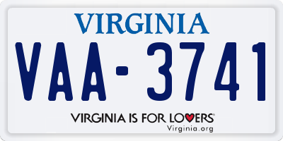 VA license plate VAA3741